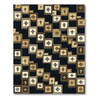 Golden Ethnic Symbols Mosaic Rug