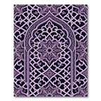 Ornate Violet Damask Lattice Arch Rug