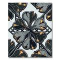 Monochrome Gothic Cracked Clover Abstract Rug