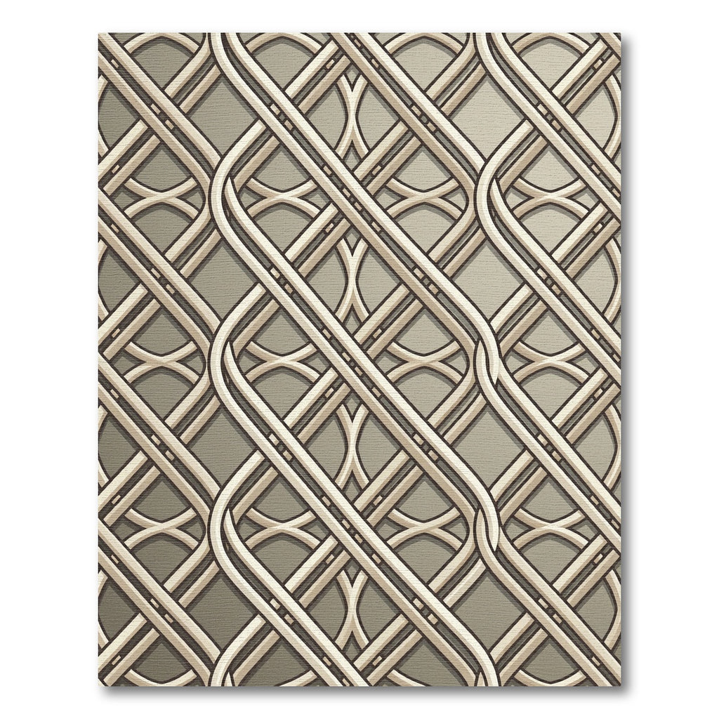 Sophisticated Beige Interlocking Geometric Lattice Rug