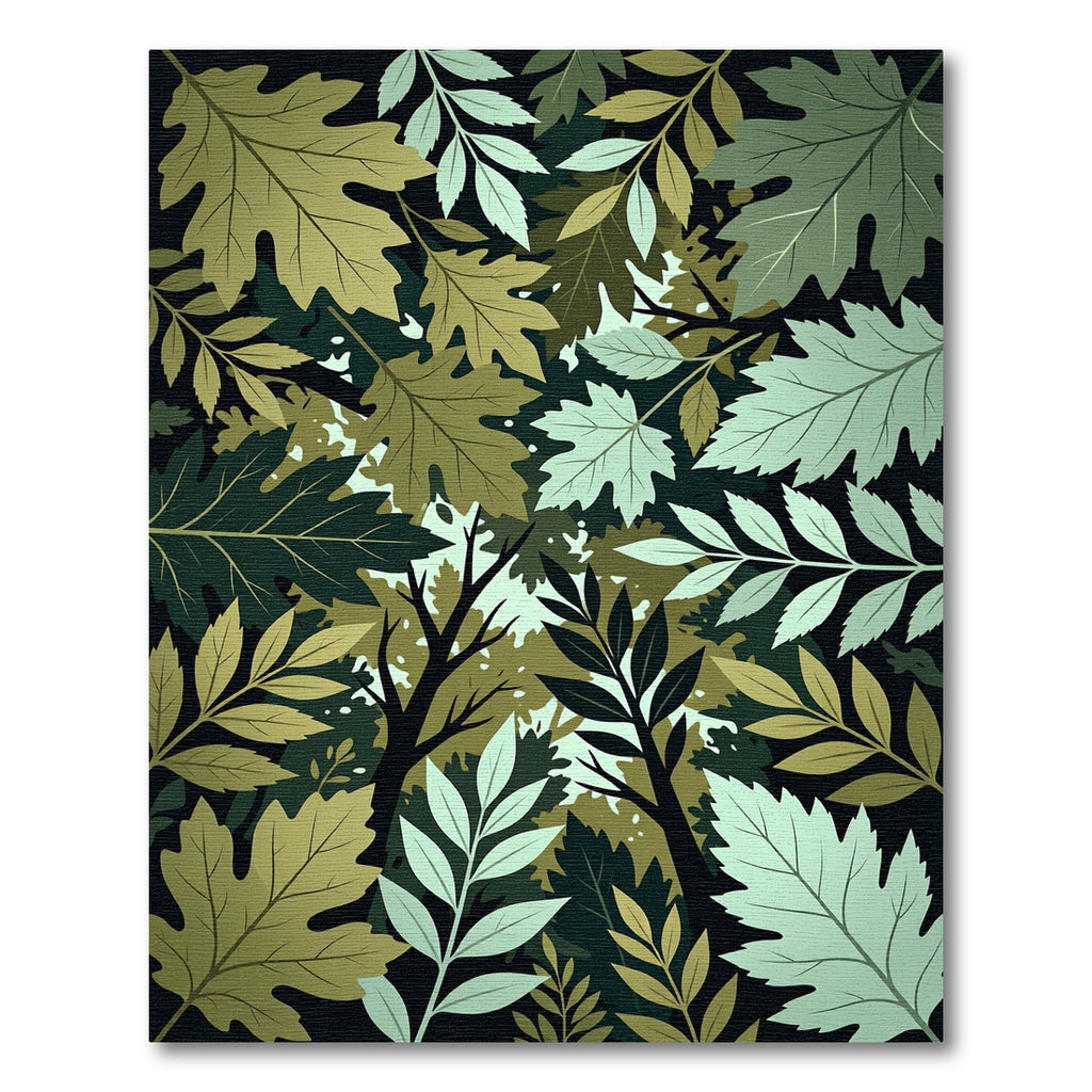Lush Green Tropical Woodland Foliage Rug