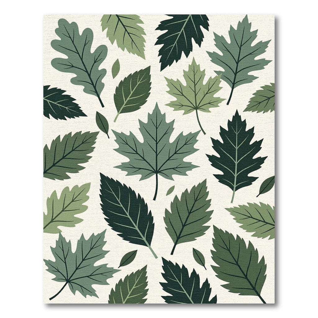 Assorted Green Autumn Leaf Collage Rug