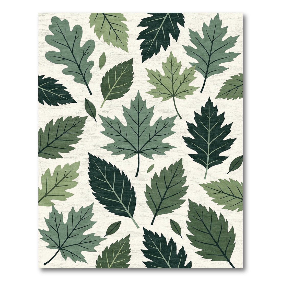 Assorted Green Autumn Leaf Collage Rug