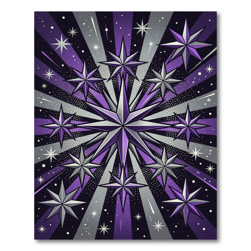 Celestial Purple Starburst Geometric Art Rug