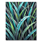 Lush Teal Dewy Grass Blades Rug