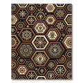 Beige Brown Hexagonal Tribal Totem Rug