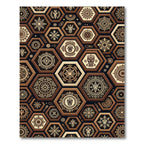 Beige Brown Hexagonal Tribal Totem Rug