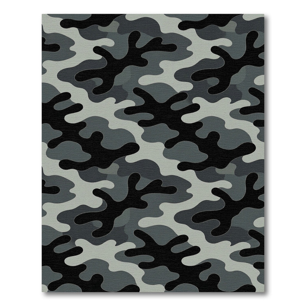 Modern Monochrome Gray Camouflage Graphics Rug