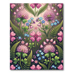 Enchanted Pink Clover Meadow Fern Botanical Rug