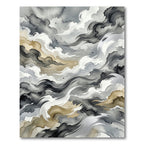 Abstract Monochrome Gold Ink Wave Rug