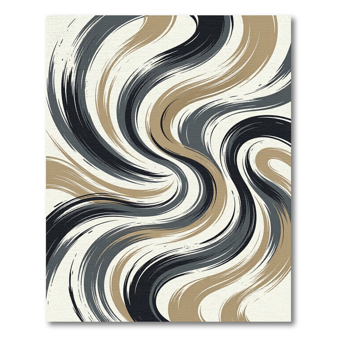 Modern Abstract Swirl in Sand and Charcoal Rug