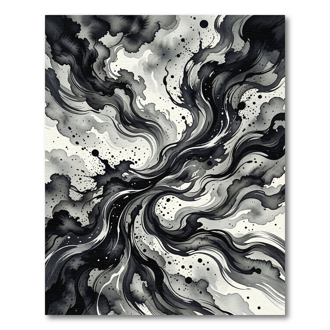 Monochromatic Ink Splash Abstract Swirl Rug