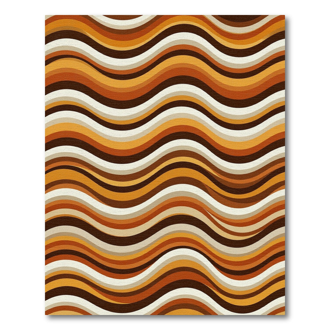 Retro Earth Tone Wavy Line Rug