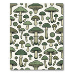 Whimsical Sage Mushroom Forest Illustration Rug