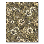Elegant Botanical Scroll Floral Gold Rug