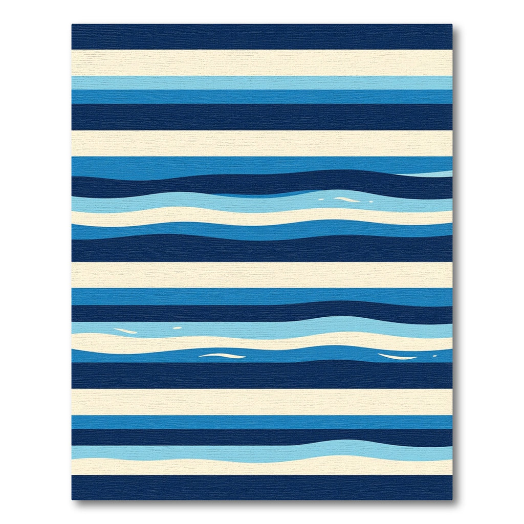 Coastal Blue Wave Striped Rug