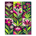 Bold Modern Floral Botanical Grid Rug