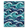 Japanese Ocean Wave Deep Blue Rug