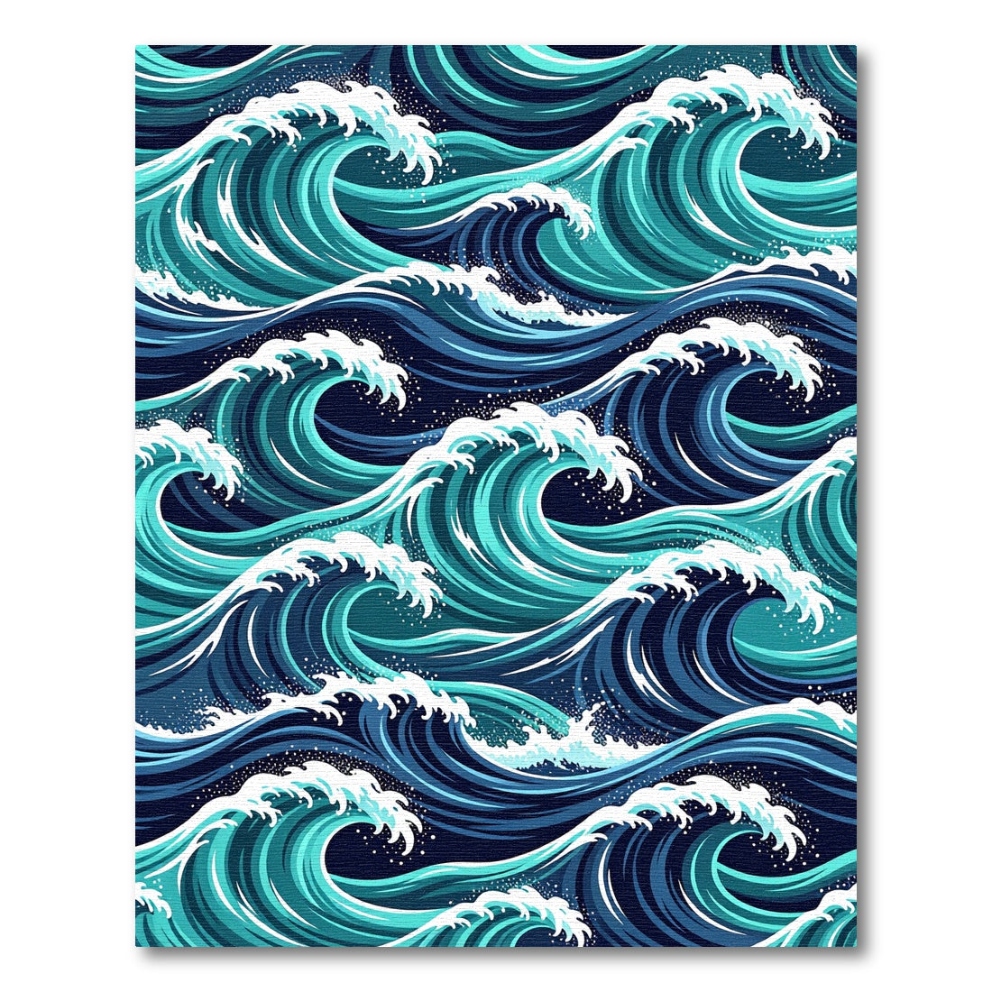 Japanese Ocean Wave Deep Blue Rug