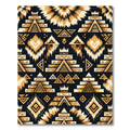 Golden Black Tribal Pyramid Sunburst Rug
