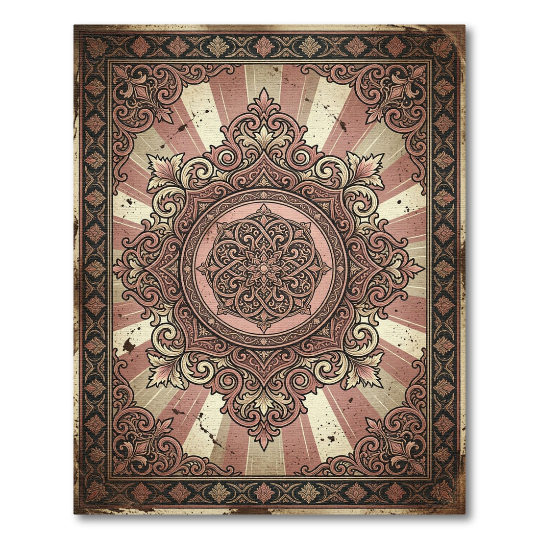 Vintage Rose Medallion Sunburst Rug