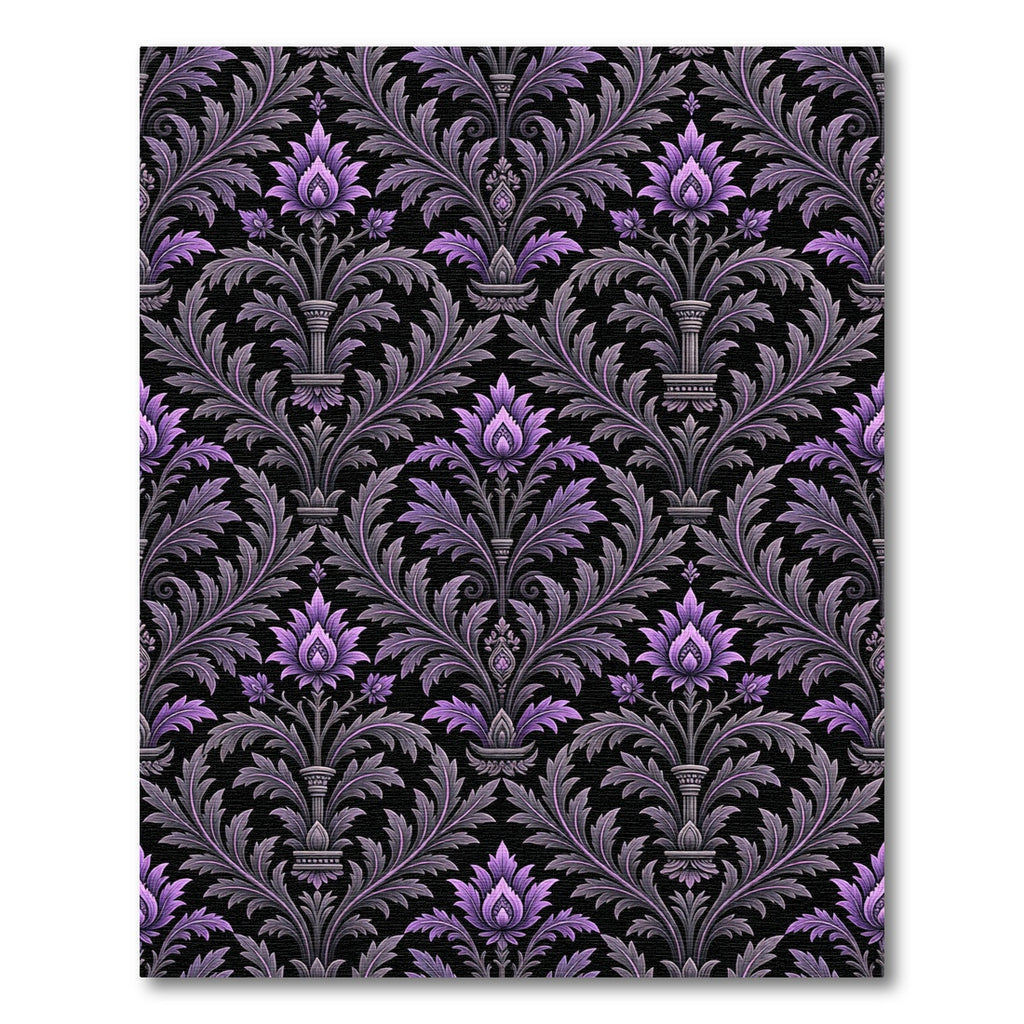Ornate Amethyst Floral Victorian Damask Rug