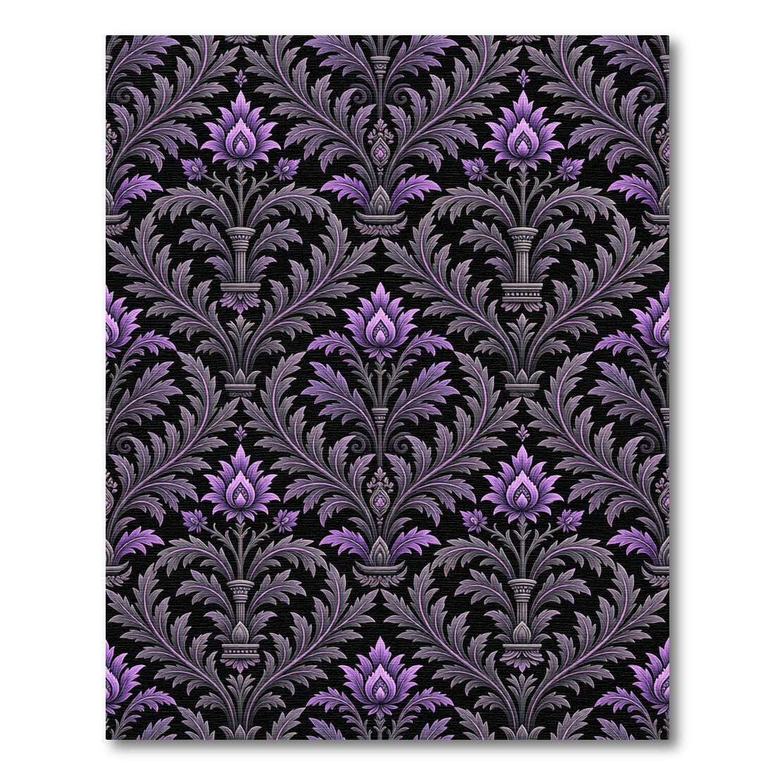 Ornate Amethyst Floral Victorian Damask Rug