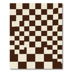 Modern Brown and Cream Irregular Checkered Rug
