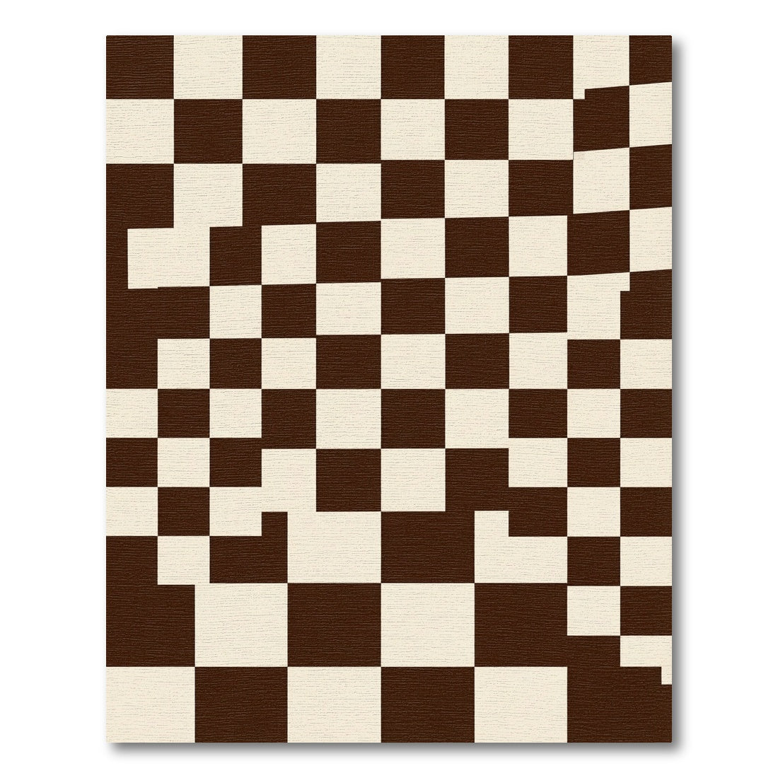 Modern Brown and Cream Irregular Checkered Rug