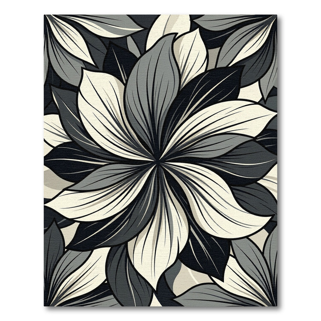 Monochrome Floral Petal Spiral Art Rug