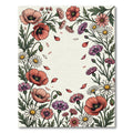 Coral Poppy Daisy Cornflower Garden Rug