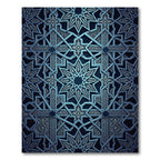 Deep Blue Geometric Starburst Lattice Rug