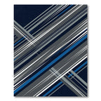 Modern Navy Gray Linear Geometric Art Rug