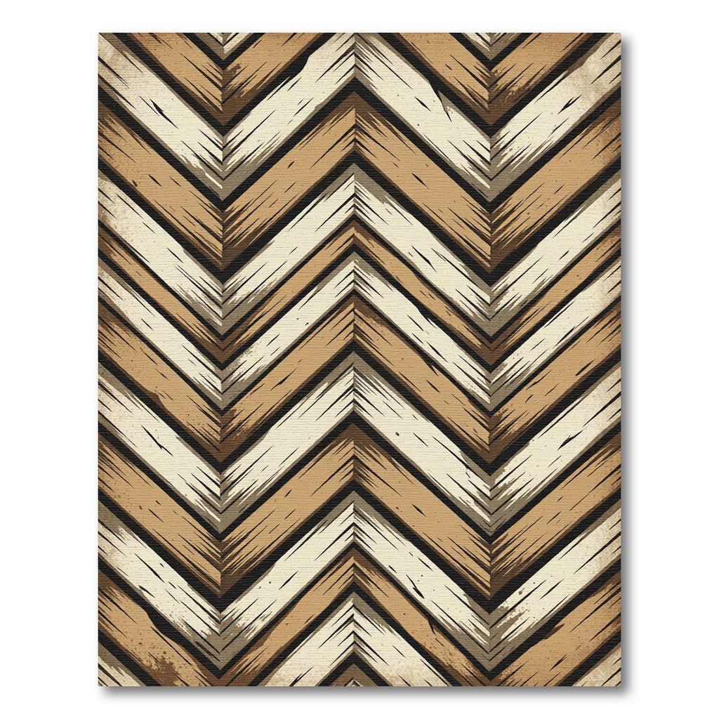 Rustic Wood Grain Chevron Rug
