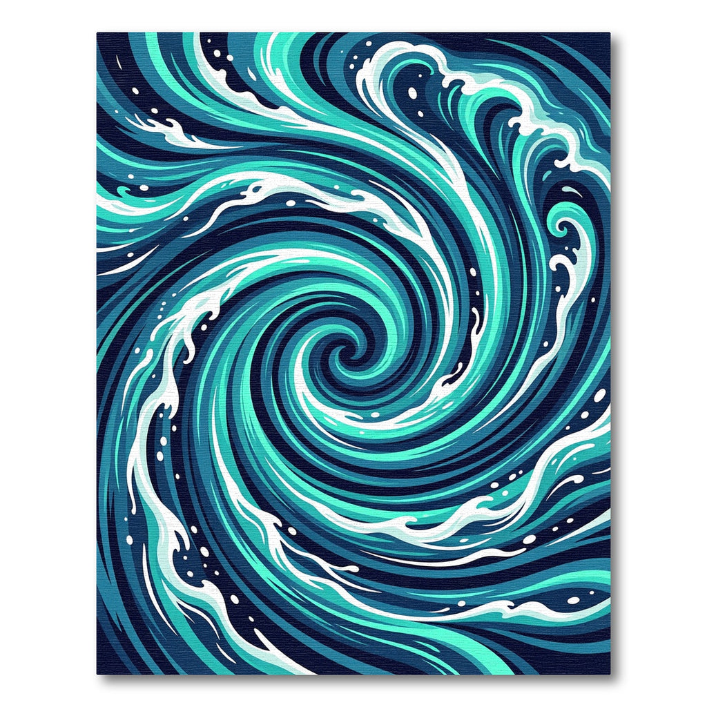 Deep Blue Aqua Swirl Ocean Waves Rug