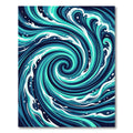 Deep Blue Aqua Swirl Ocean Waves Rug