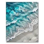 Abstract Teal Ocean Wave Gold Foil Rug