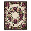 Deep Burgundy Cream Floral Wreath Ribbons Rug