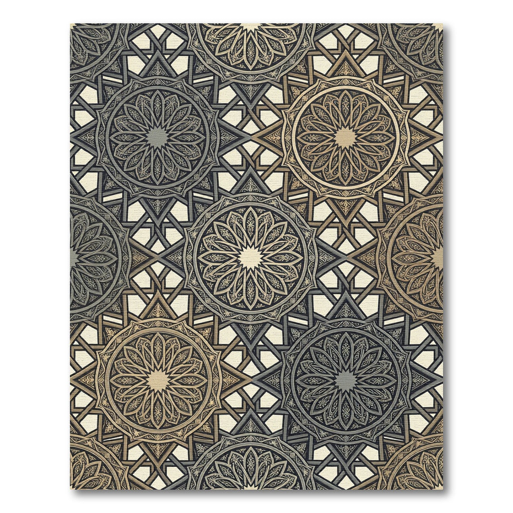 Golden Tan Intricate Star Medallion Rug