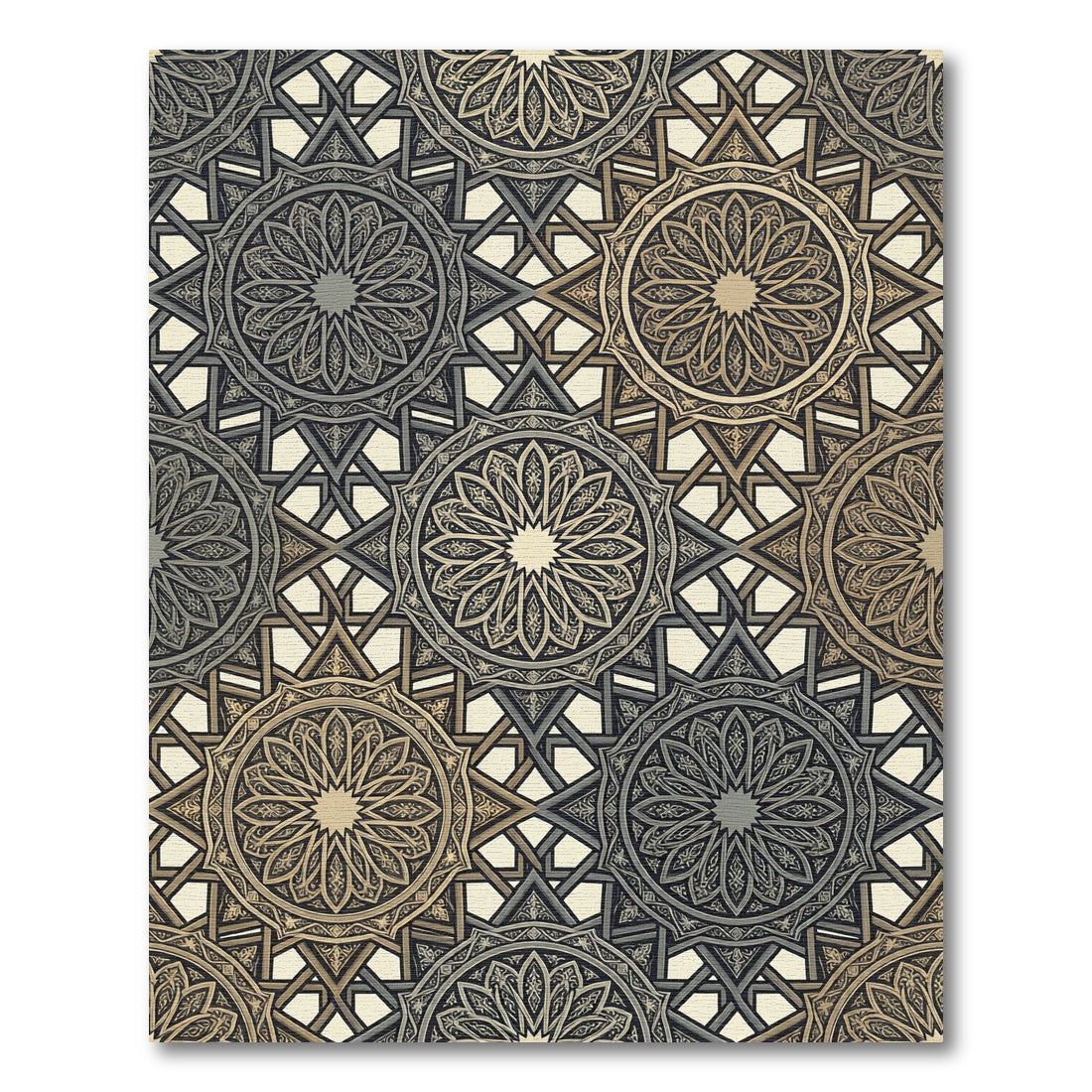 Golden Tan Intricate Star Medallion Rug