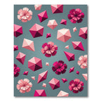 Pink Geometric Floral Papercraft Art Rug