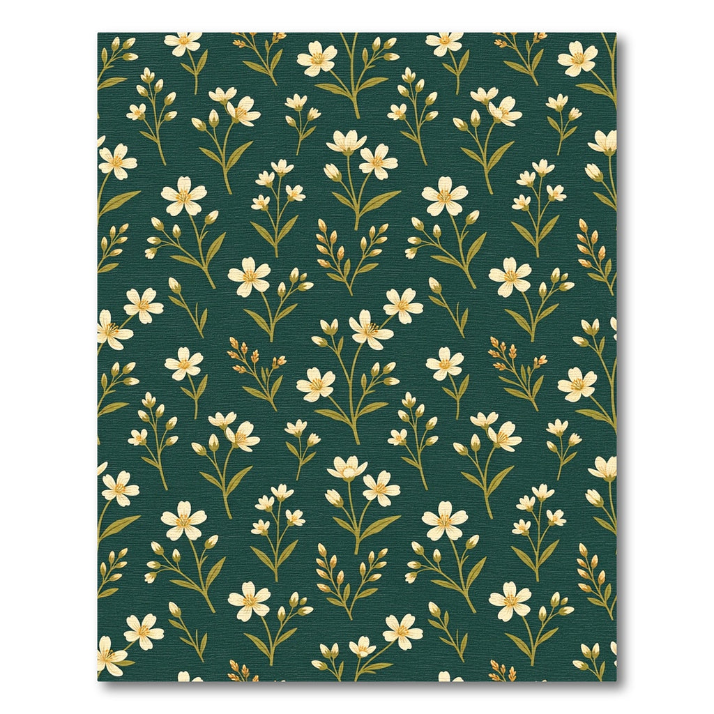 Botanical Cream Blossom Deep Forest Rug