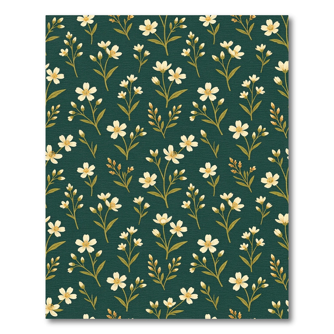 Botanical Cream Blossom Deep Forest Rug