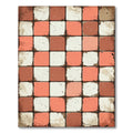 Terracotta Coral Checkerboard Squares Rug