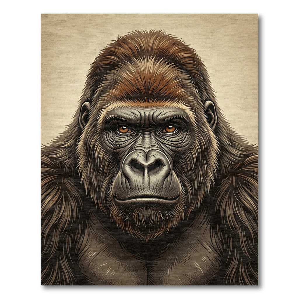 Majestic Sepia Gorilla Portrait Art Rug