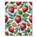 Botanical Strawberry Fruit Red Green Rug