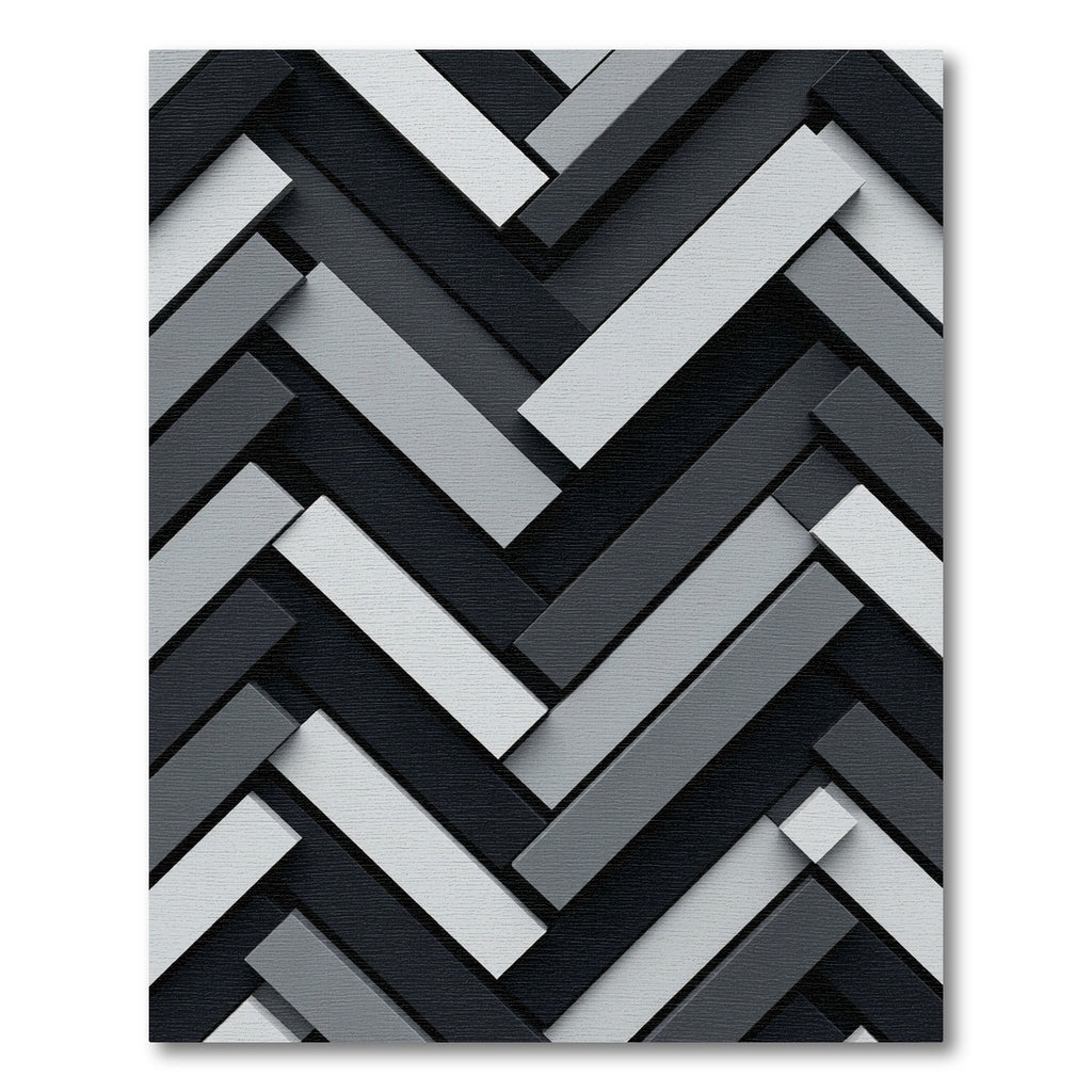 Monochrome Herringbone Interlocking Blocks Rug