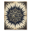 Vintage Starburst Lodge Black Cream Illustration Rug