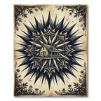 Vintage Starburst Lodge Black Cream Illustration Rug