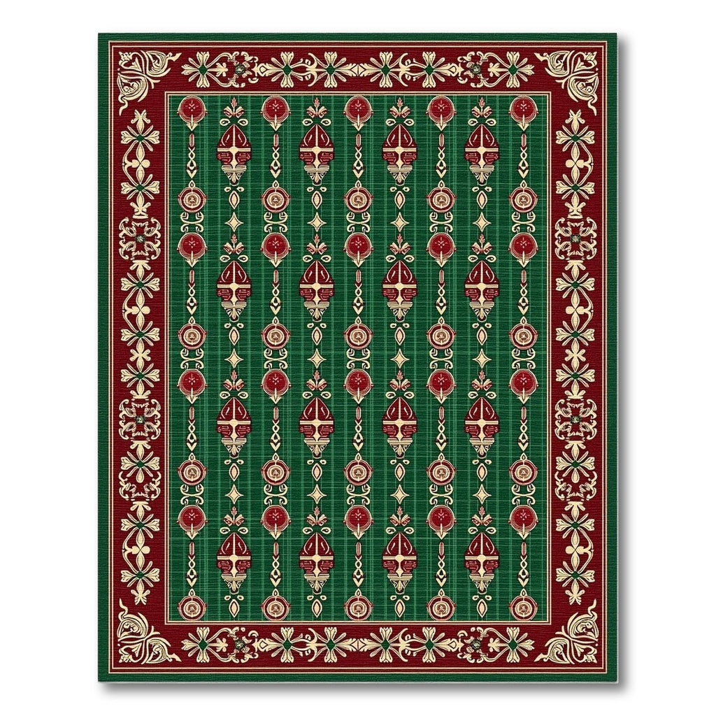 Rich Garnet Emerald Lattice Medallion Rug